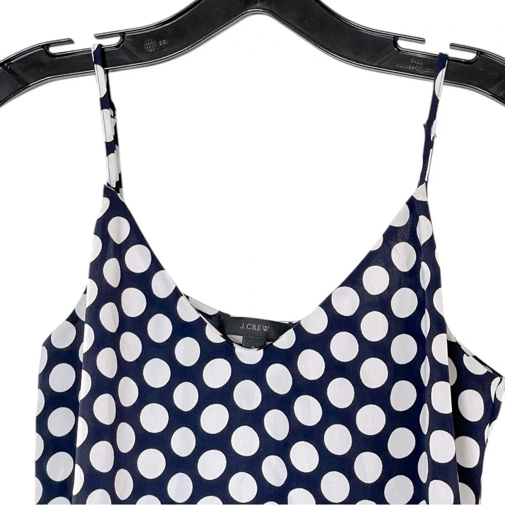 J. Crew Navy and white polka dot crepe camisole size 0